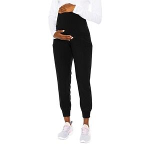 Med Couture Scrubs Pants Women's Maternity Large Jogger MC029 Black Yoga Band